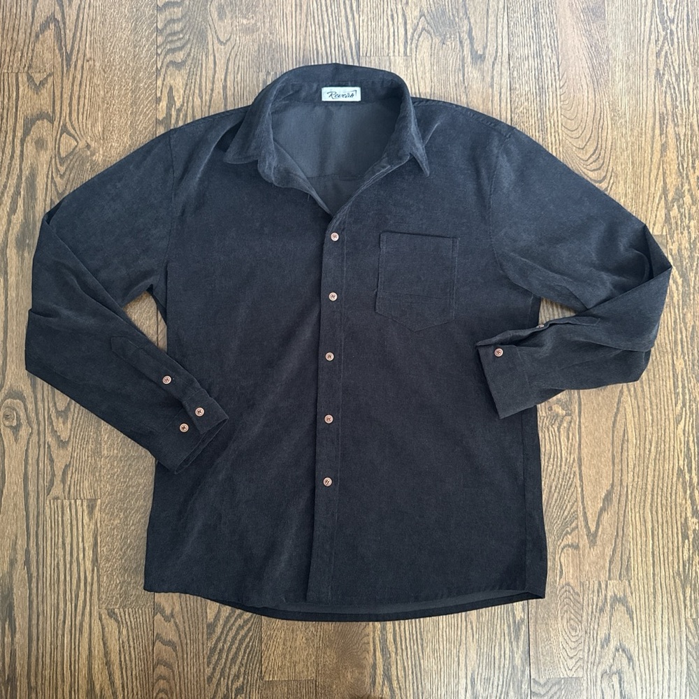 Reverb Black Corduroy Button Up Shirt